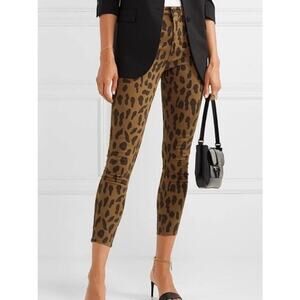 L’AGENCE Margot High Rise Skinny Pants Leopard Animal Print Cropped Ankle Brown
